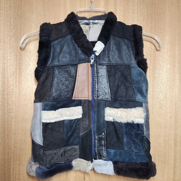 NEW Patchwork Leather Vest Handmade Handcrafted Size Extra Small XS Black Brown - Picture 2 of 11